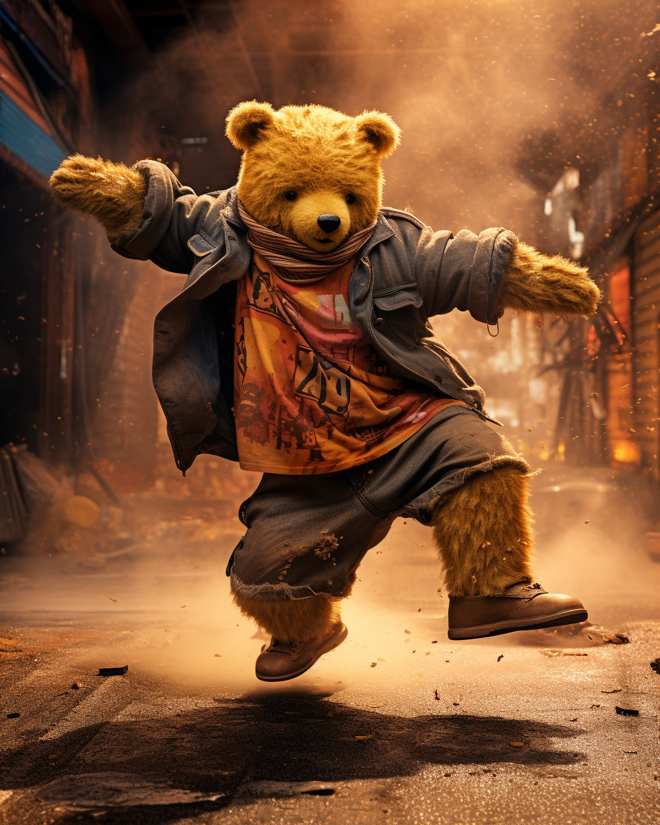 Breakdancing Winnie Pooh in Mexican Street Sandstorm