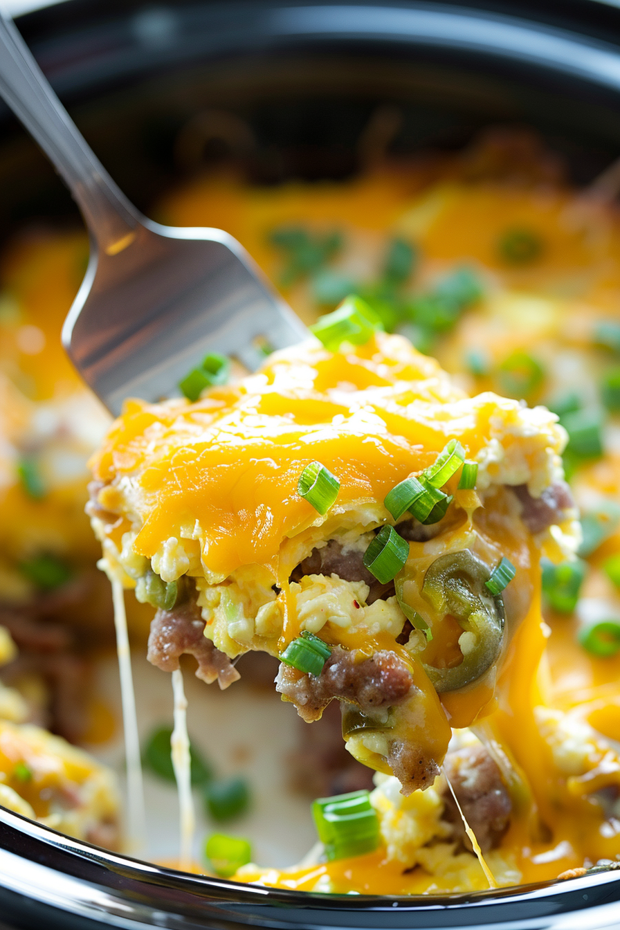 breakfast casserole with fork