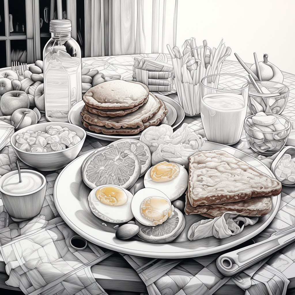 Bold breakfast drawing artwork