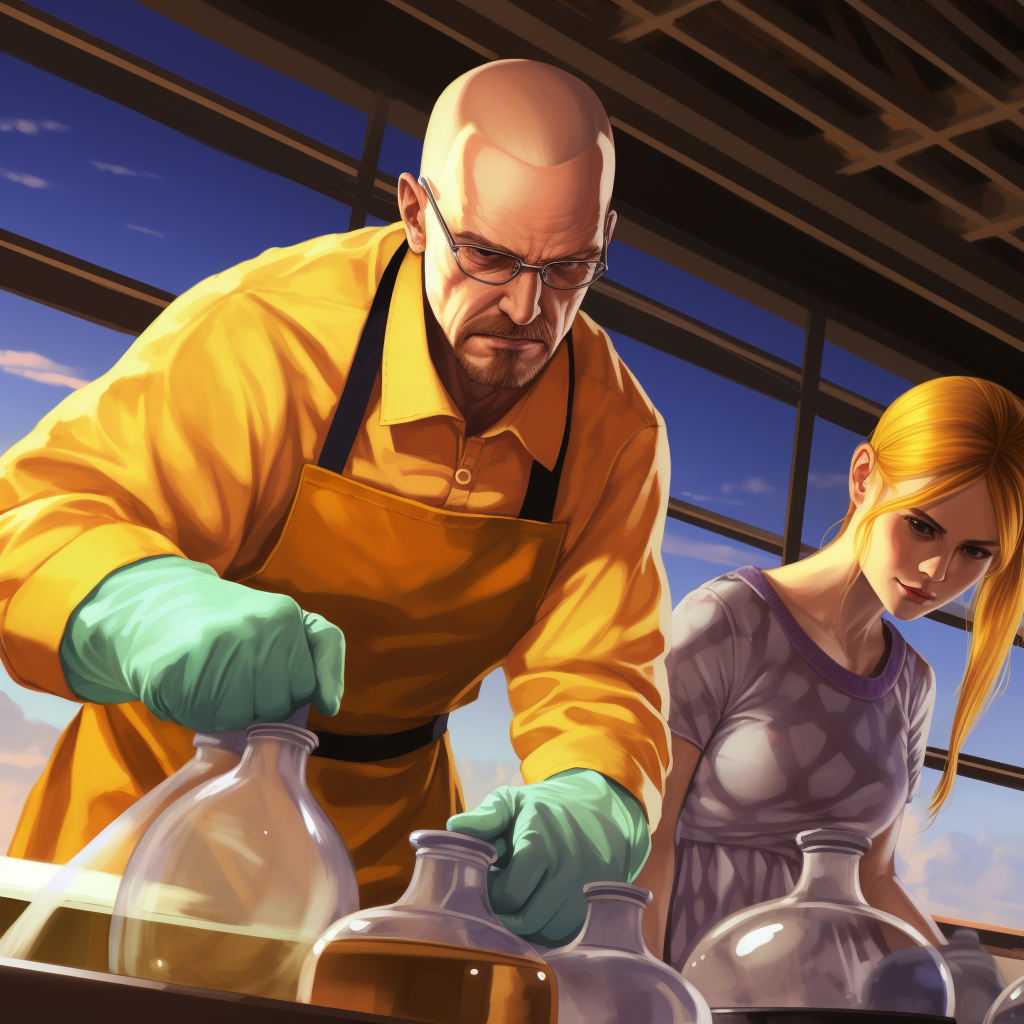 Anime style Breaking Bad characters