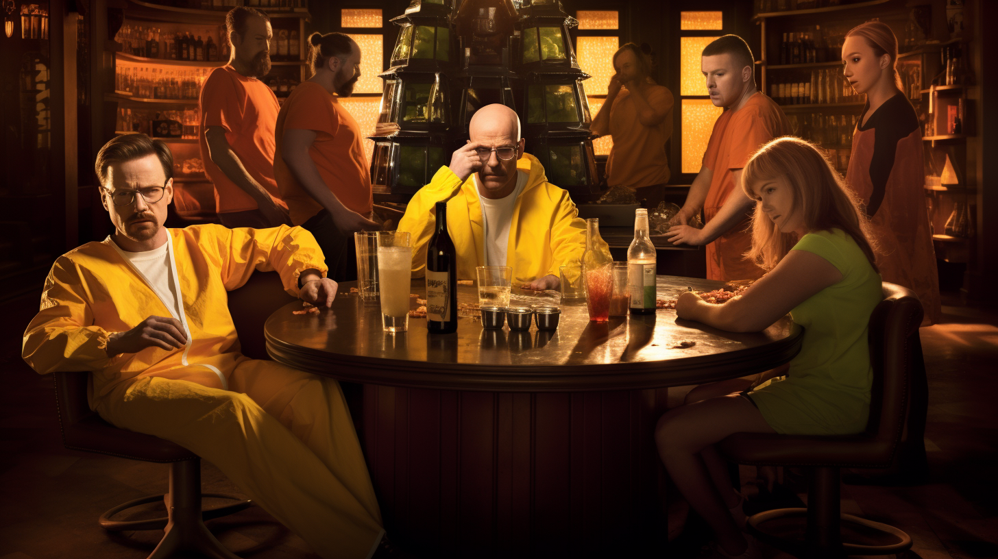 Walter White at MacLaren's bar with Breaking Bad and HIMYM characters