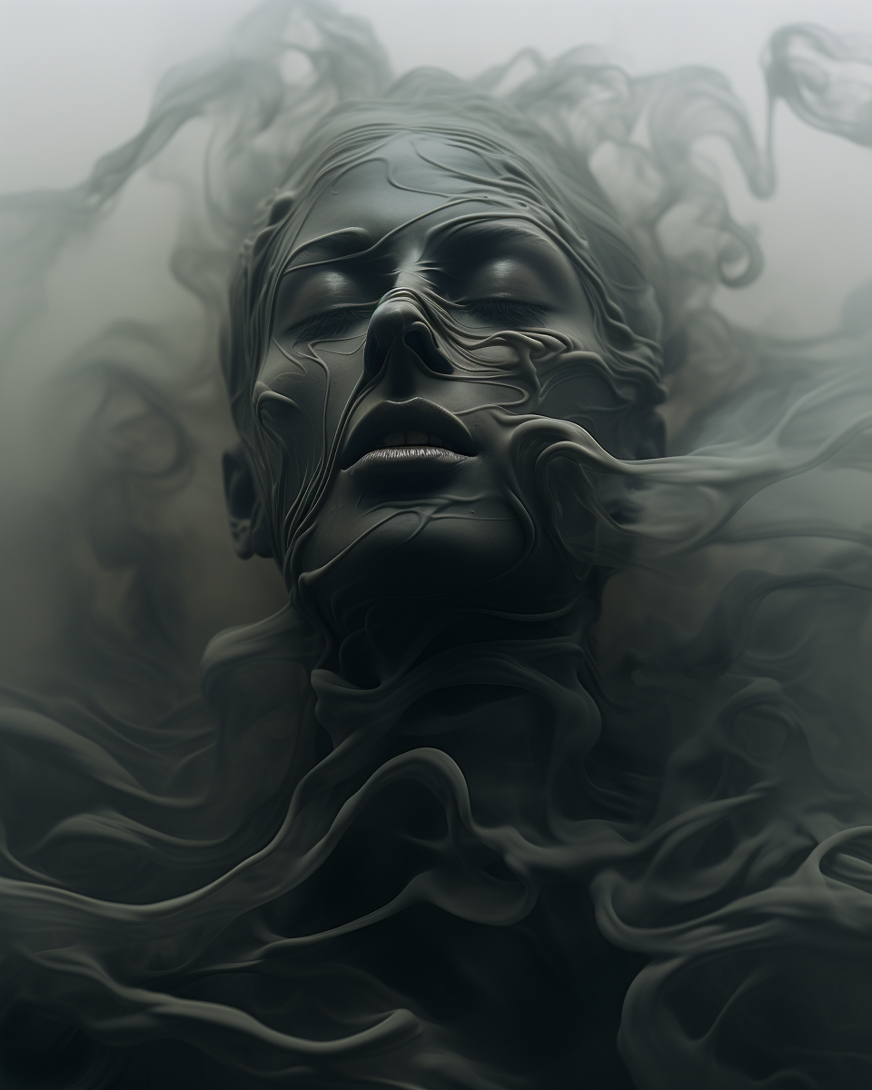 Dark and beautiful breathing in liquid artwork