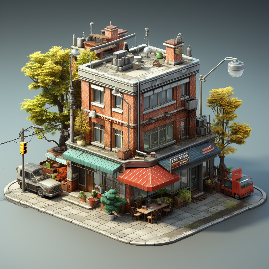 Isometric 2D Game Asset of Brick Community Center