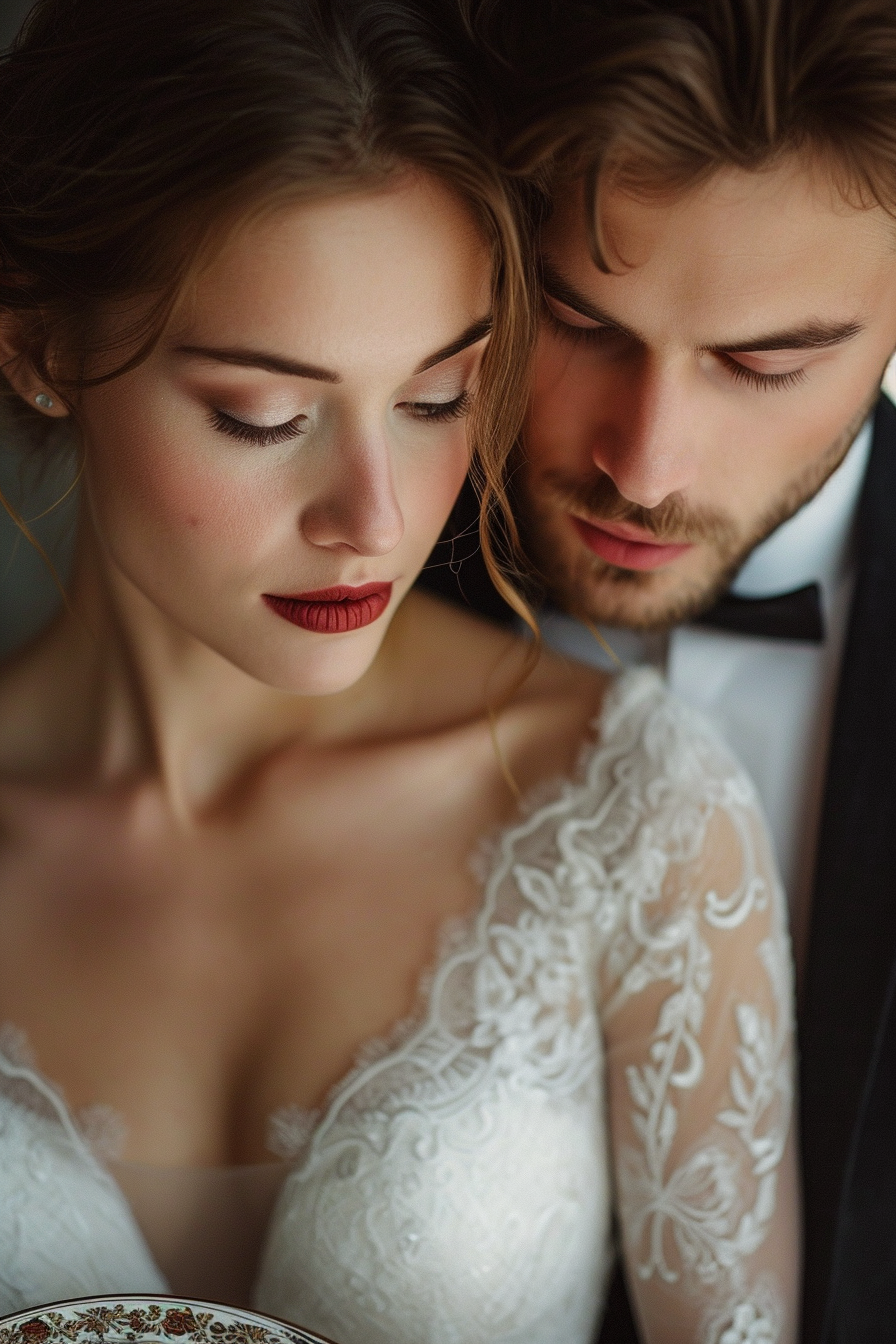 Bride and groom breaking a plate tradition