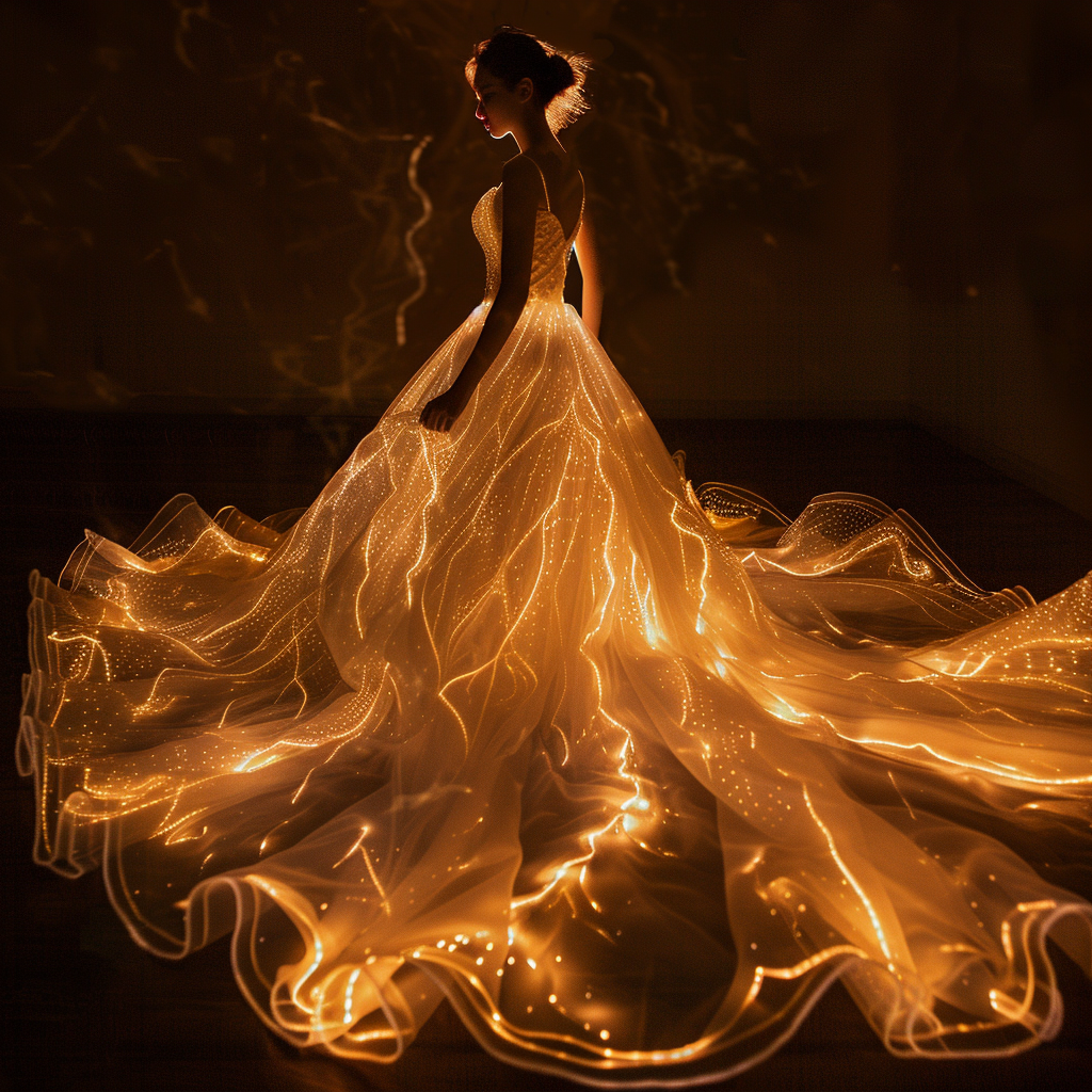 elegant bride glowing gown image