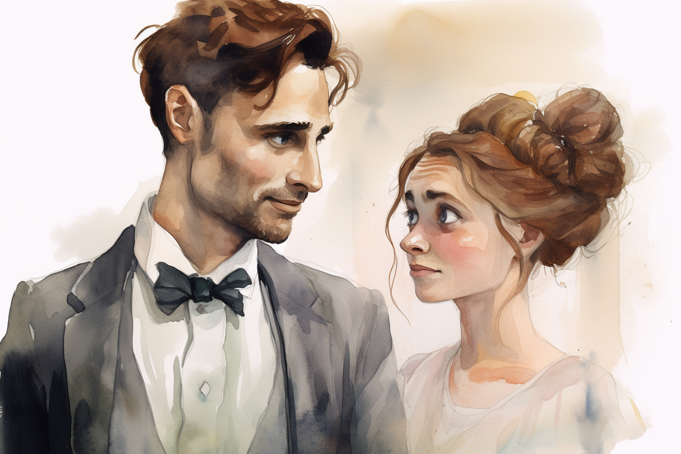 Drawing of bridegroom with ugly bride