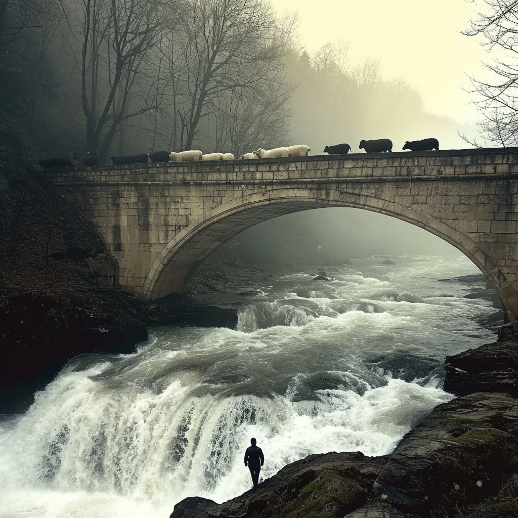 Realistic Bridge Sheep Photography