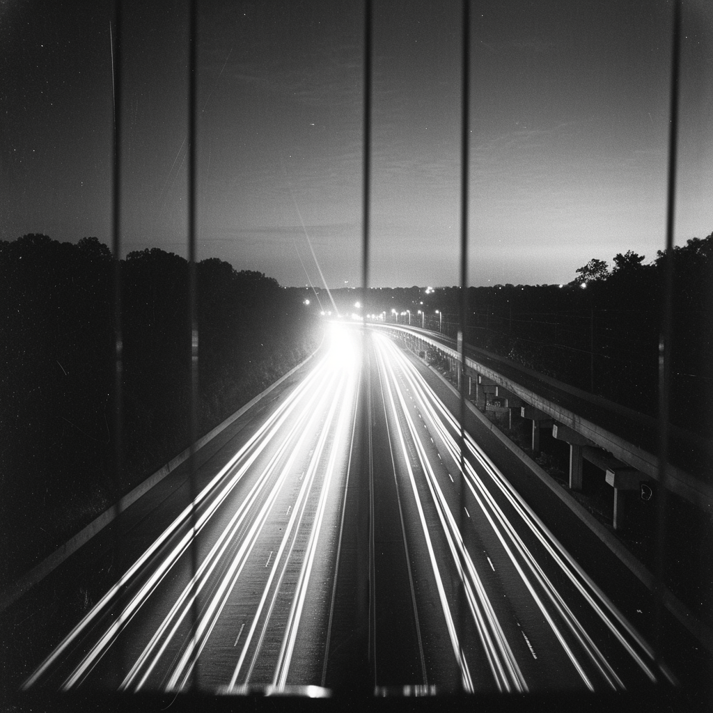 Nostalgic bridge highway US night photo