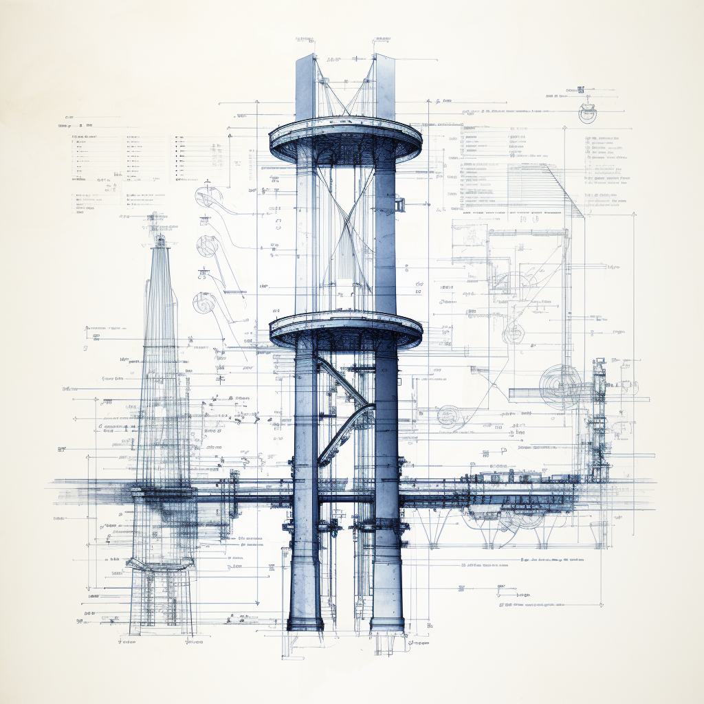 Bridge pillar blueprint with measurements