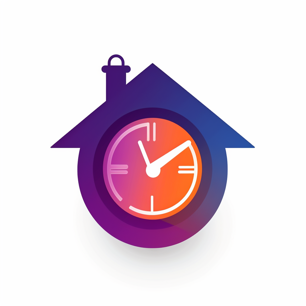 Vector logo of a stopwatch with a house  ?