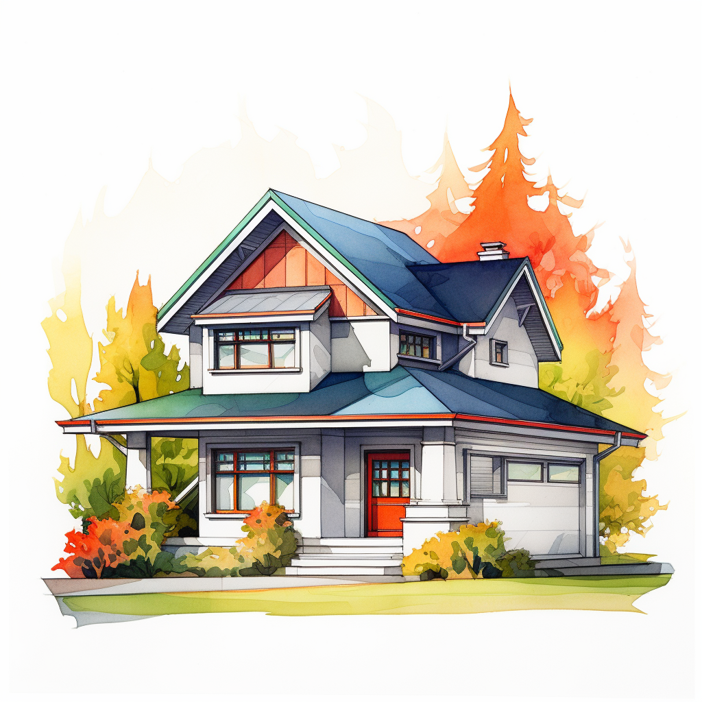 Realistic contemporary house illustration with bright colors