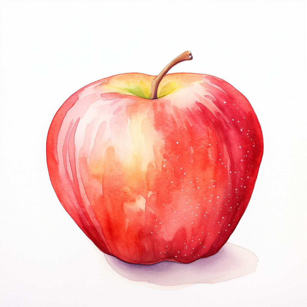 Bright apple watercolor painting for kids