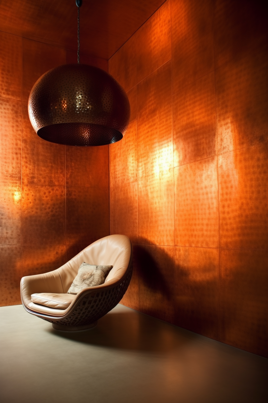 Stunning copper textured wall in a living room