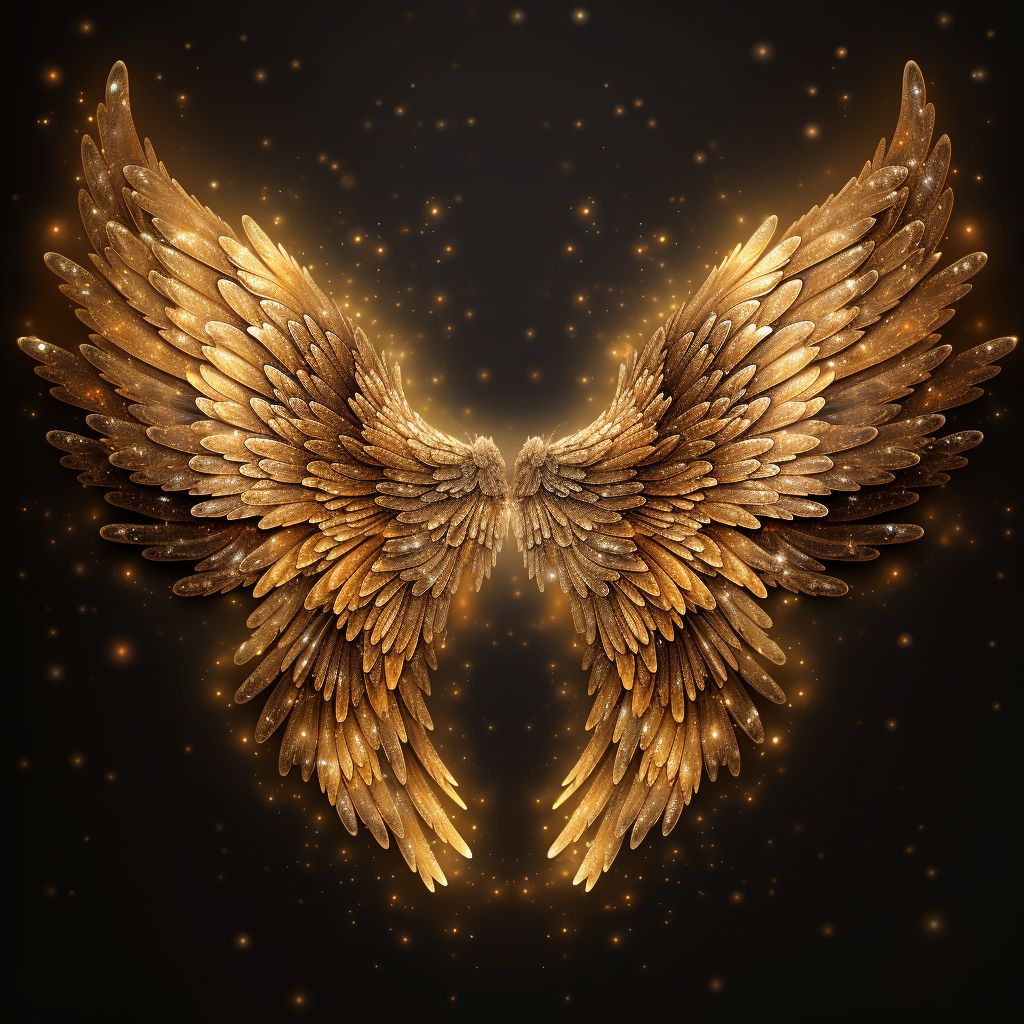 Golden Wings Floating Among Starry Background