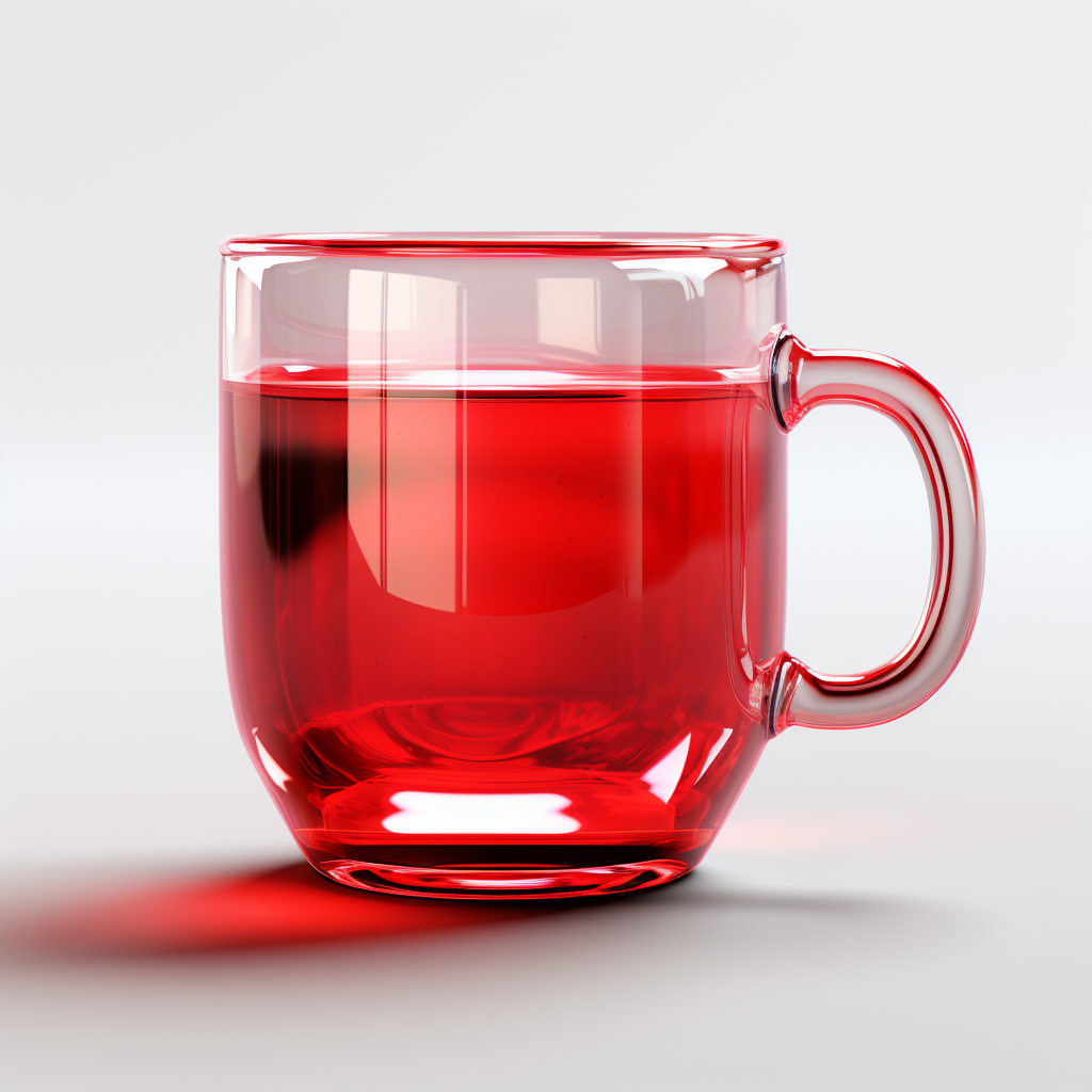 Clear glass mug with vibrant red drink