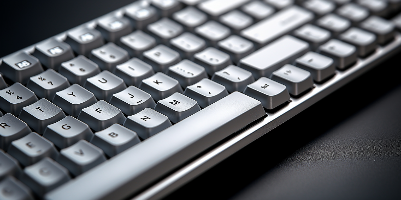 Bright silver keyboard in focus