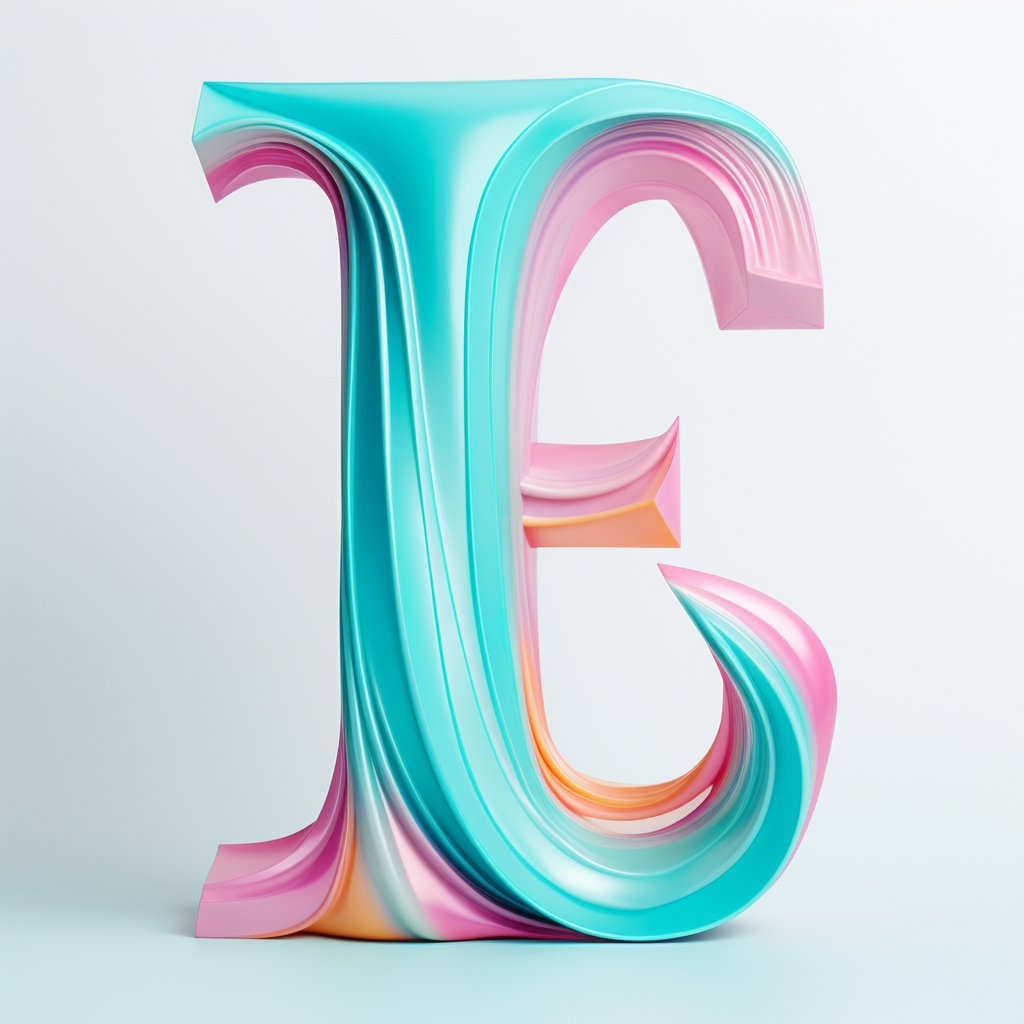 Colorful turquoise and pink letter form