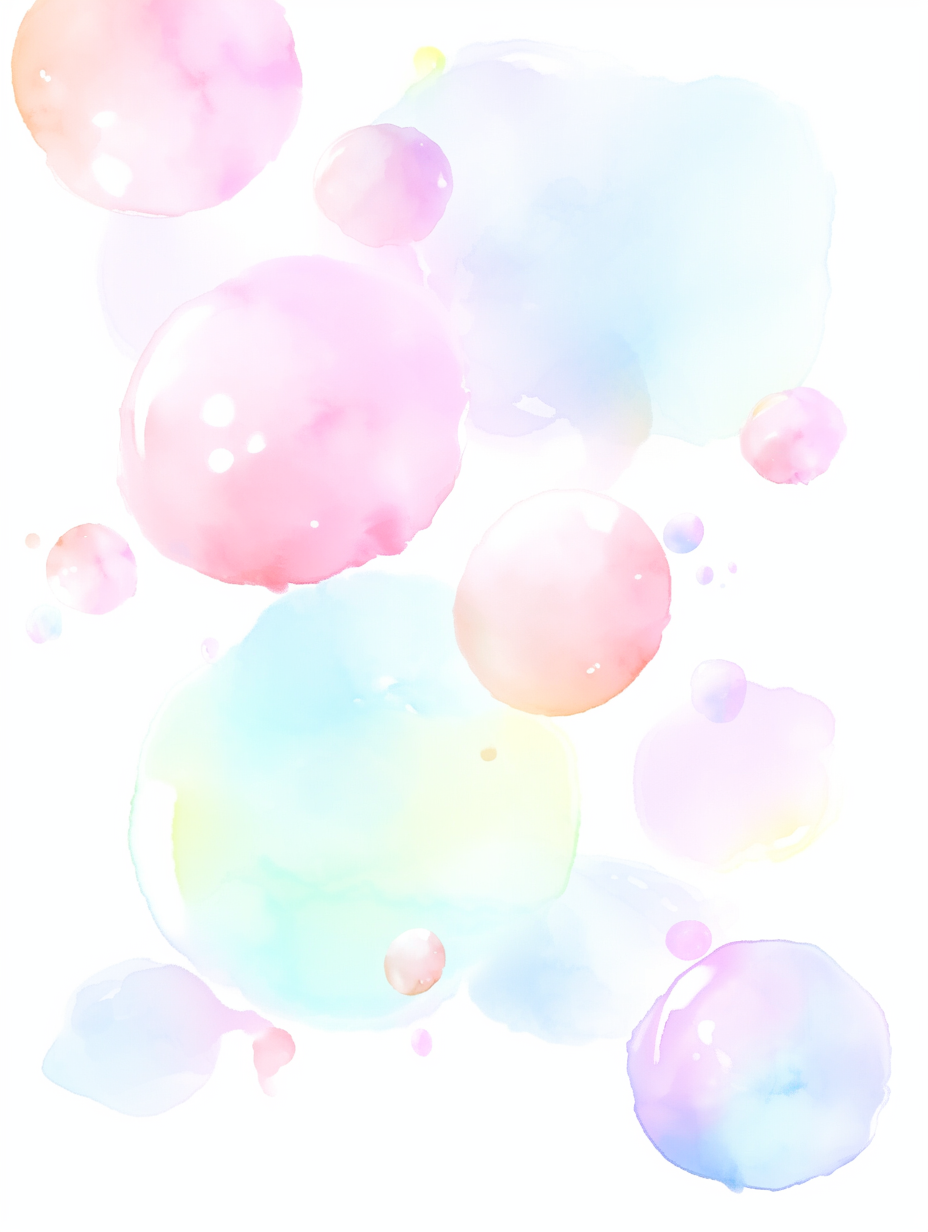 Colorful watercolor bubbles on white background