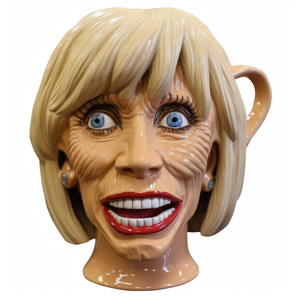 Brigitte Macron's head in hyperrealistic Vallauris ceramic pitcher