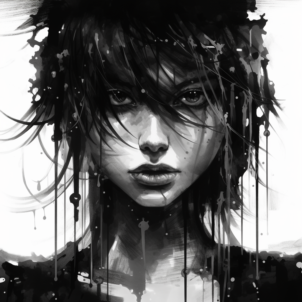 Beautiful manga strokes with dripping ink on white background