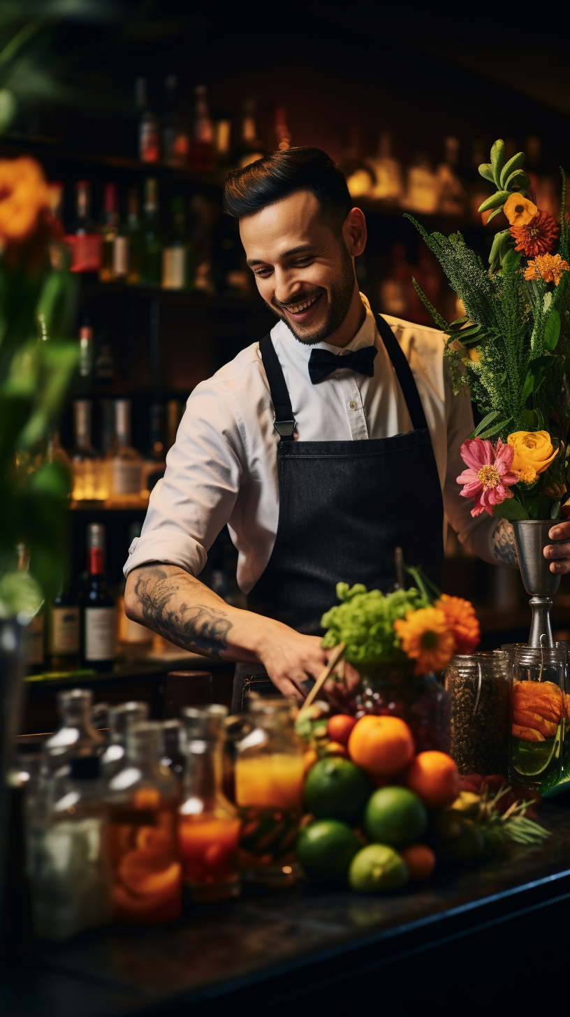 Colorful and Artfully Presented Drinks in Trendy British Bar