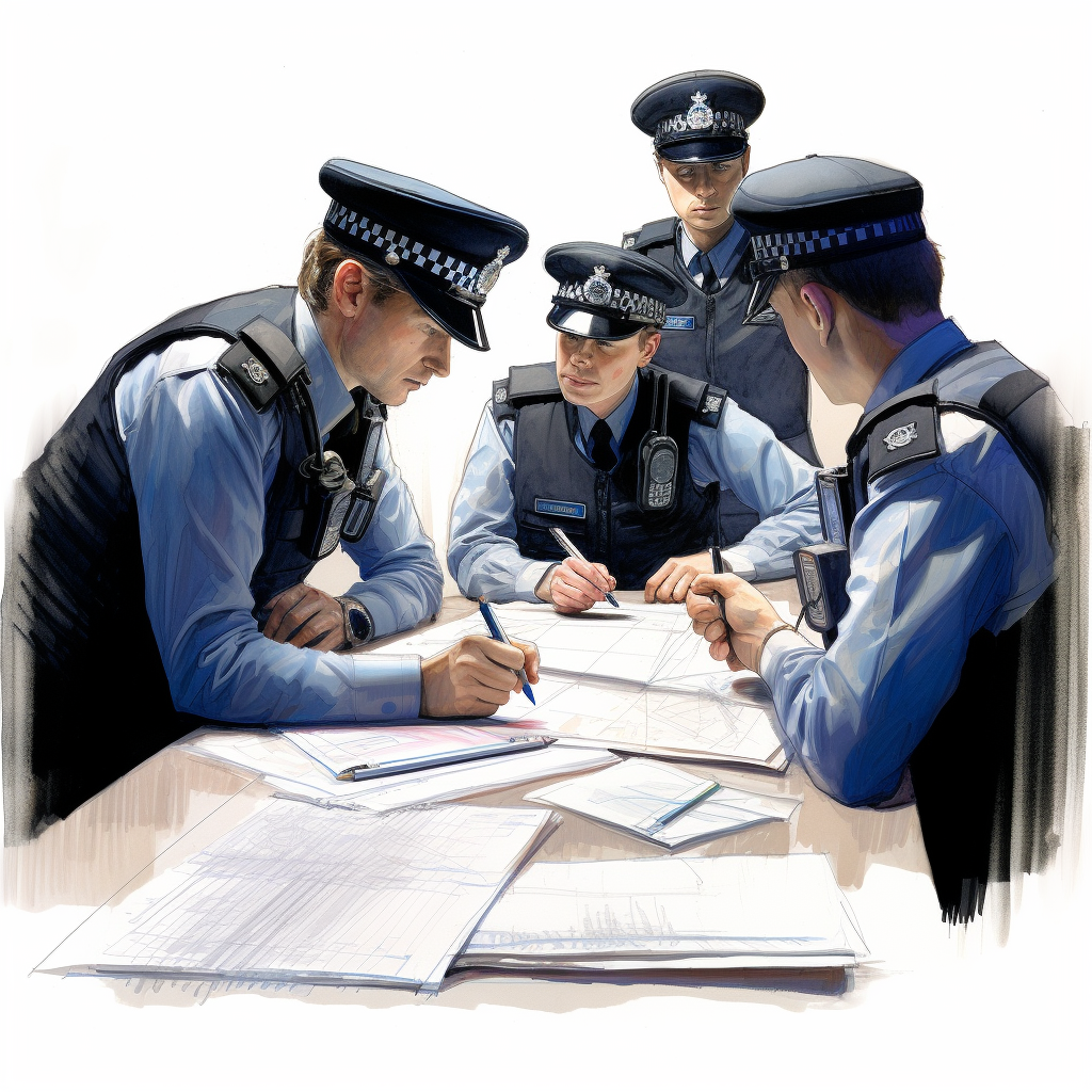 British police briefing sketch