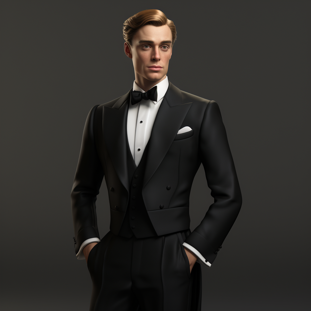 Sophisticated British Butler in Black Suit