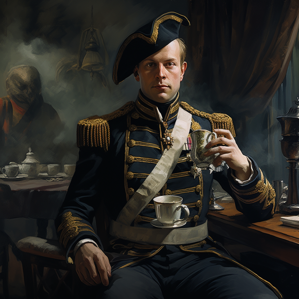 British officer enjoying a cup of tea