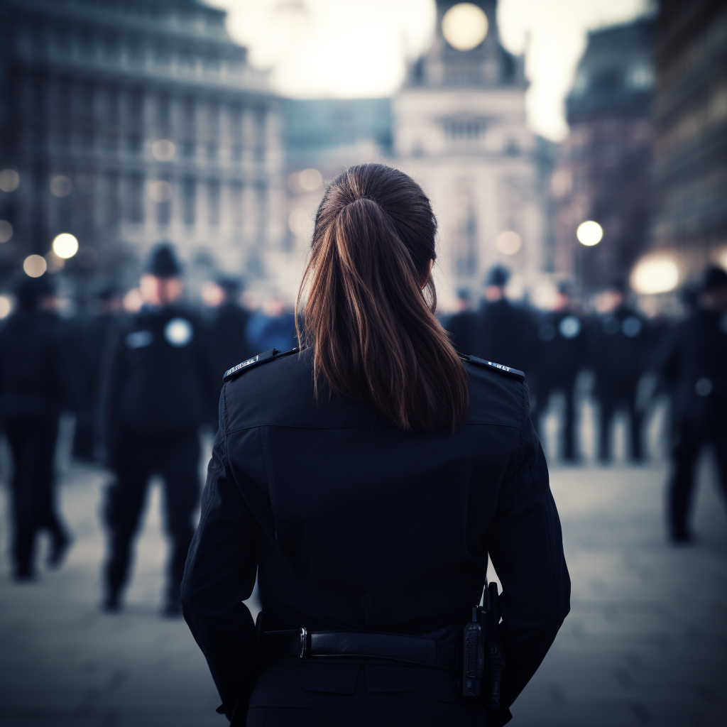 British police woman with blurred background