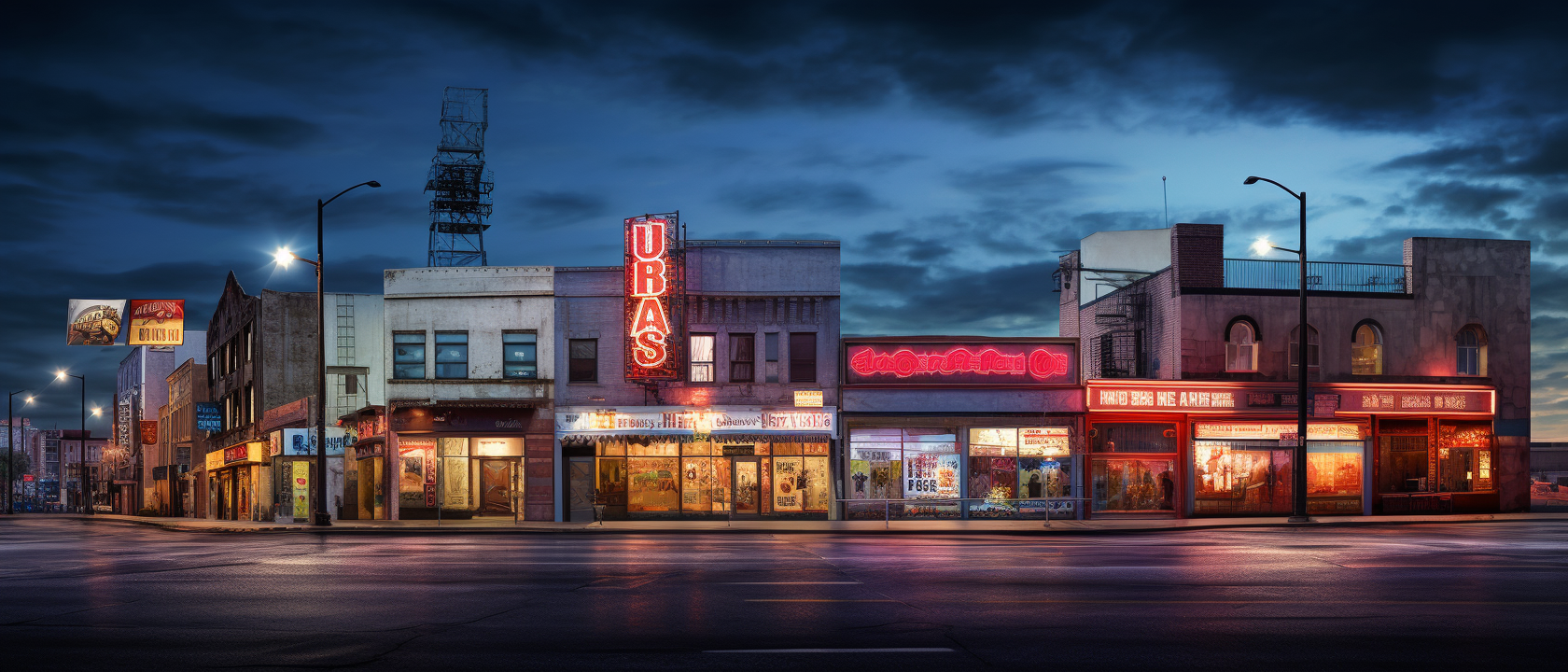 Bustling street scene in Broadway City