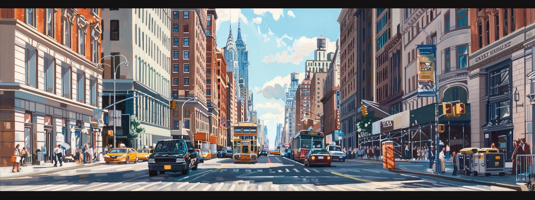 photorealistic view broadway new york