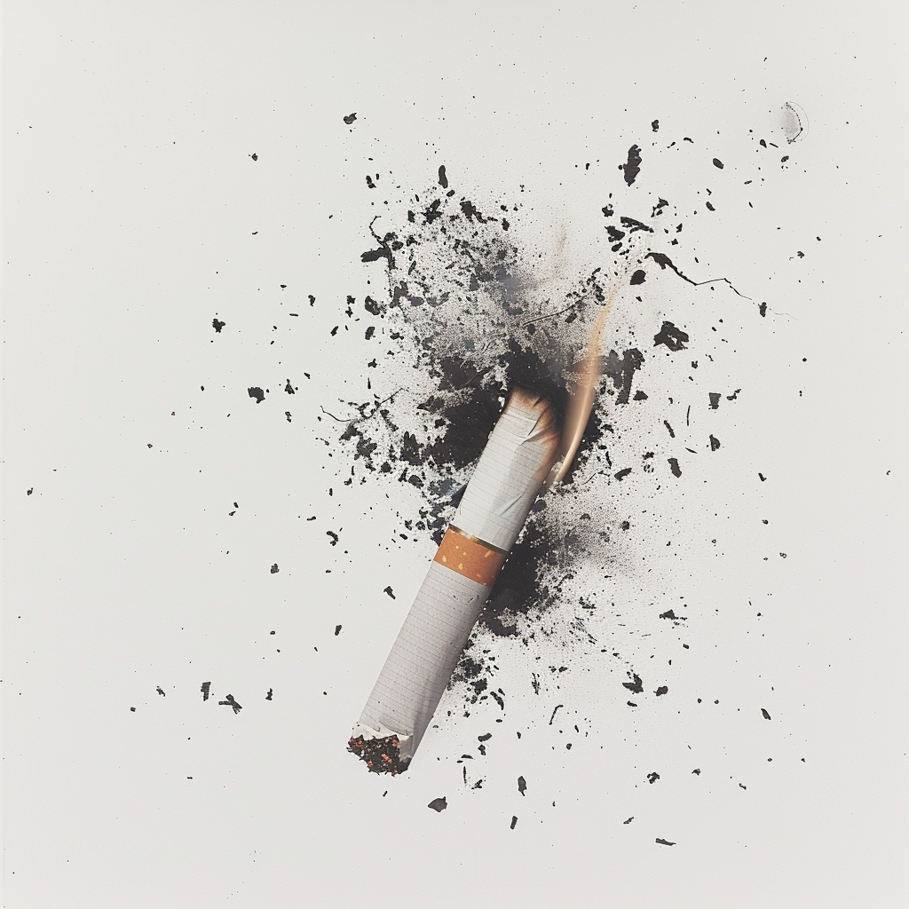 Broken cigarette with smoke