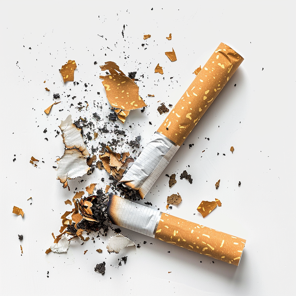 Broken Cigarette On White Background