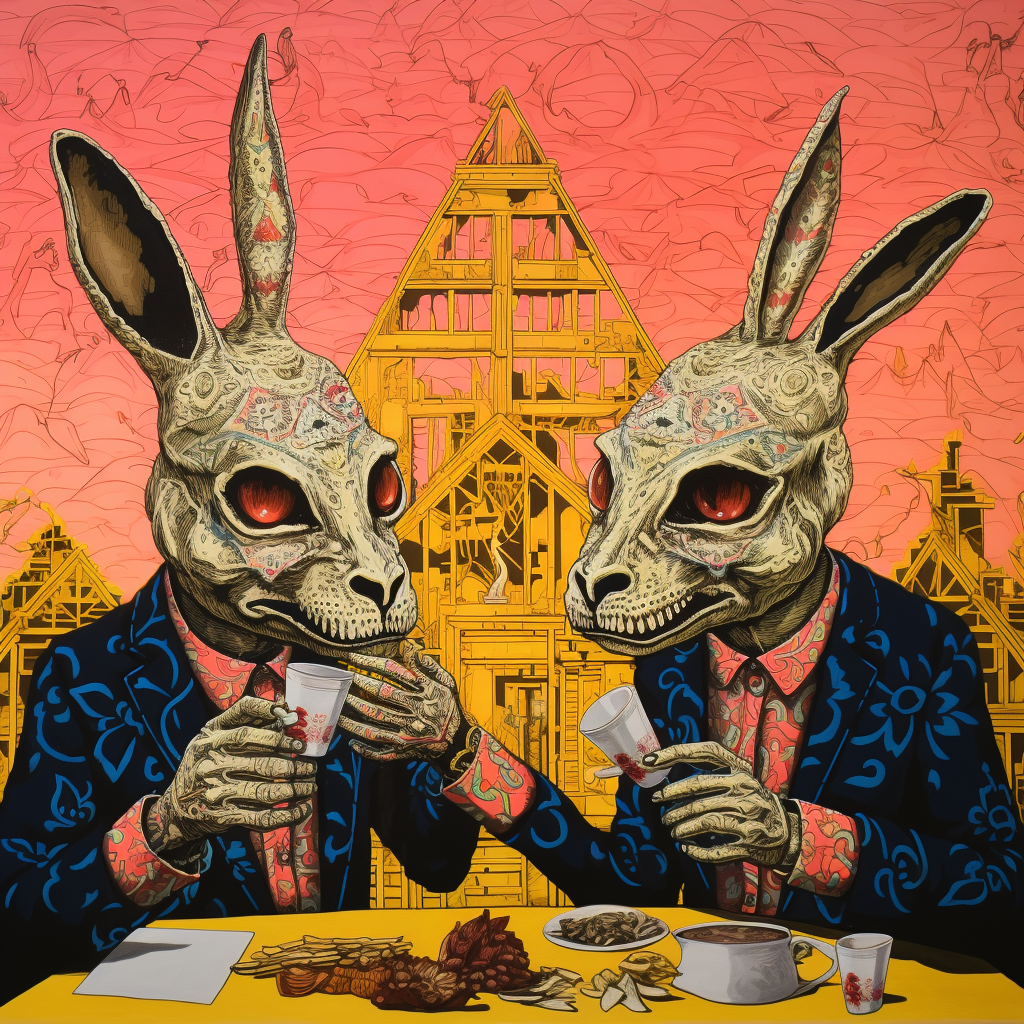 Colorful rabbits artwork by Broken Fingaz