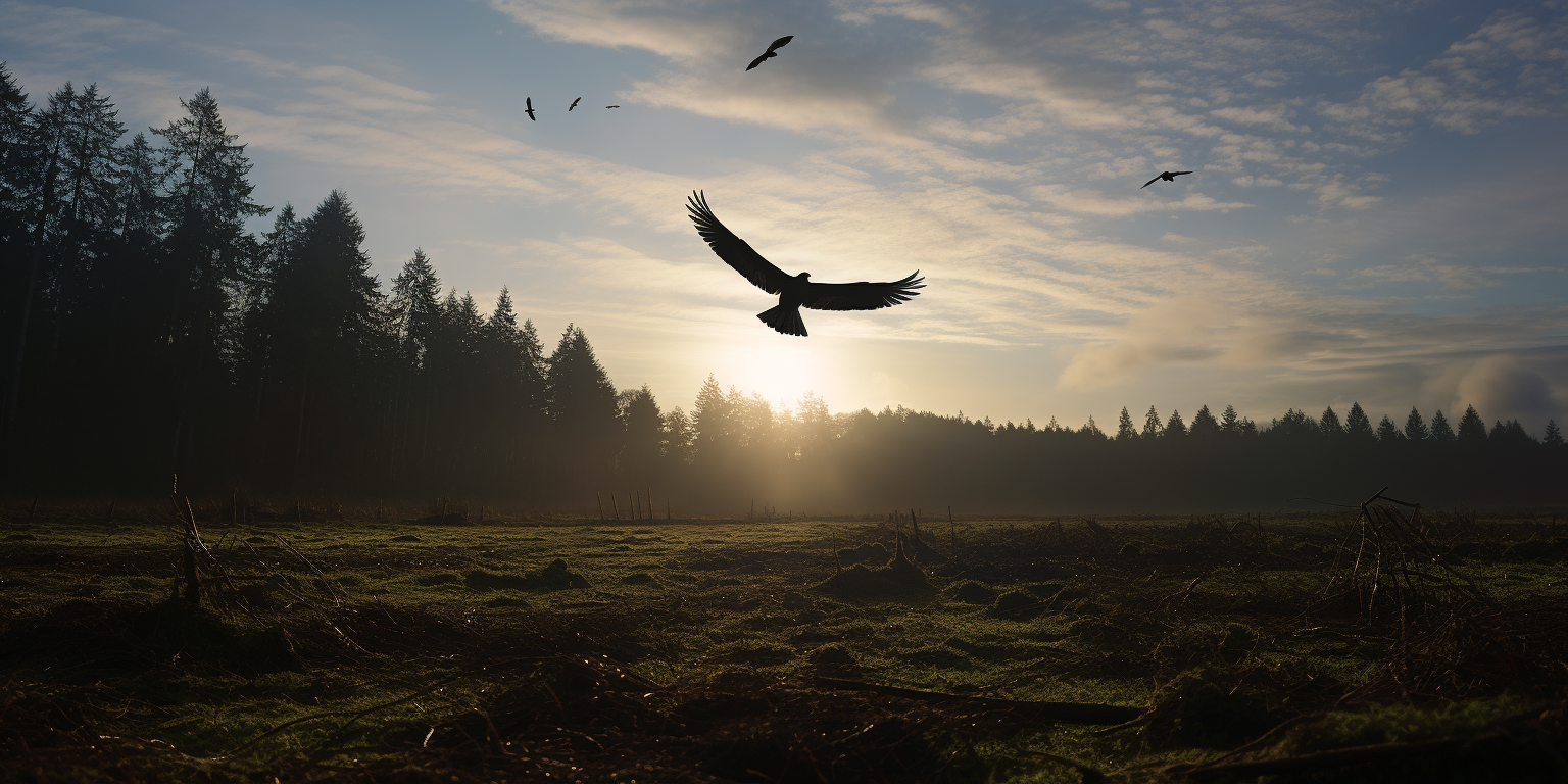 Flying Broken Glass Bird in Dark Sky