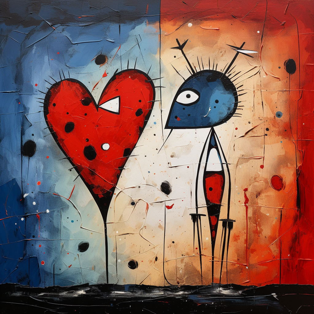 Abstract painting of broken heart