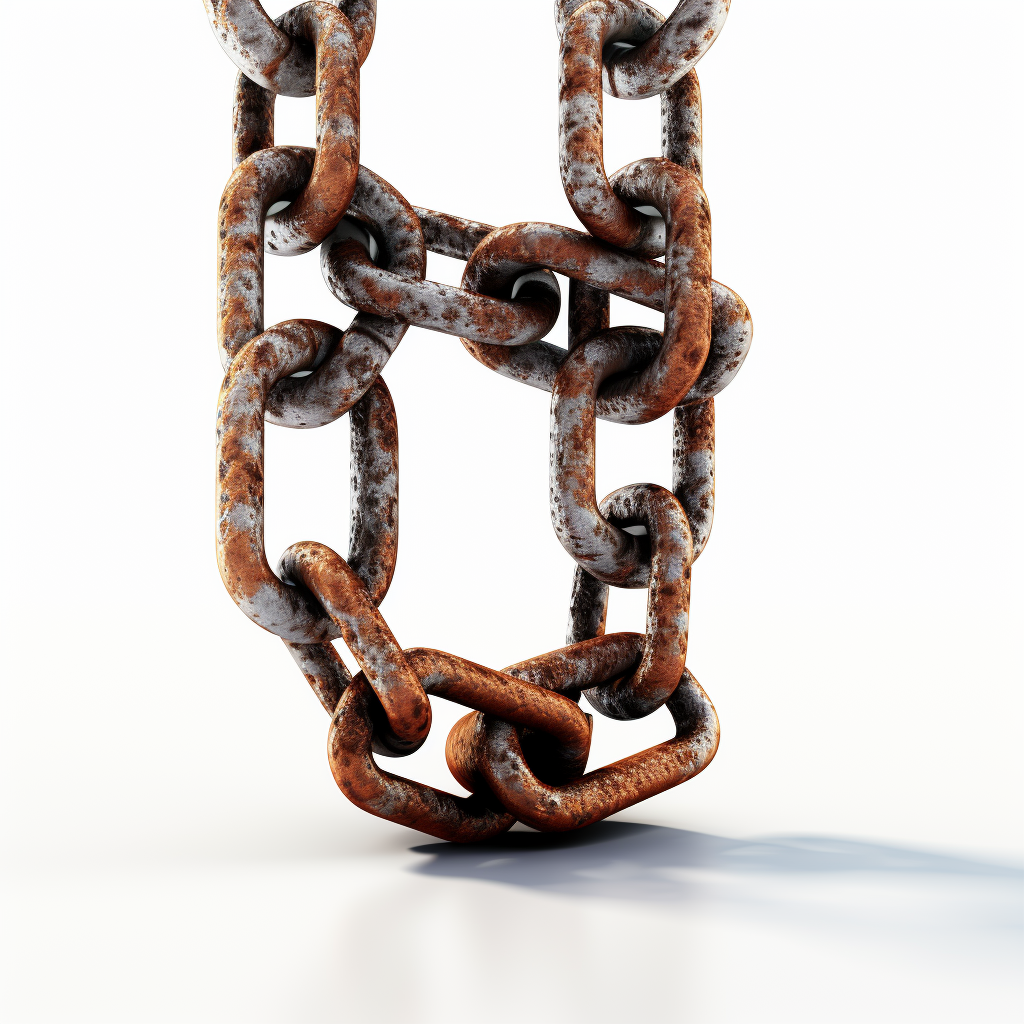 Image of Broken Links on a Rusty Chain