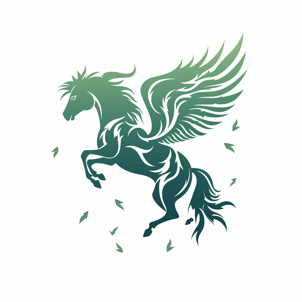 Silhouette of Broken-up Pegasus Surrounded by Green Leaves and Vines