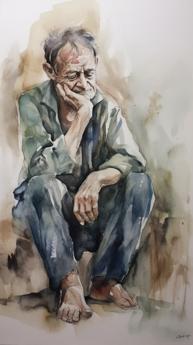 Illustration of a broken wife in watercolour