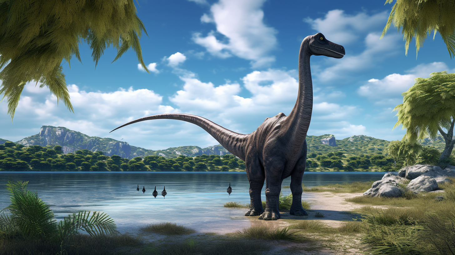 Beautiful Brontosaurus on Island