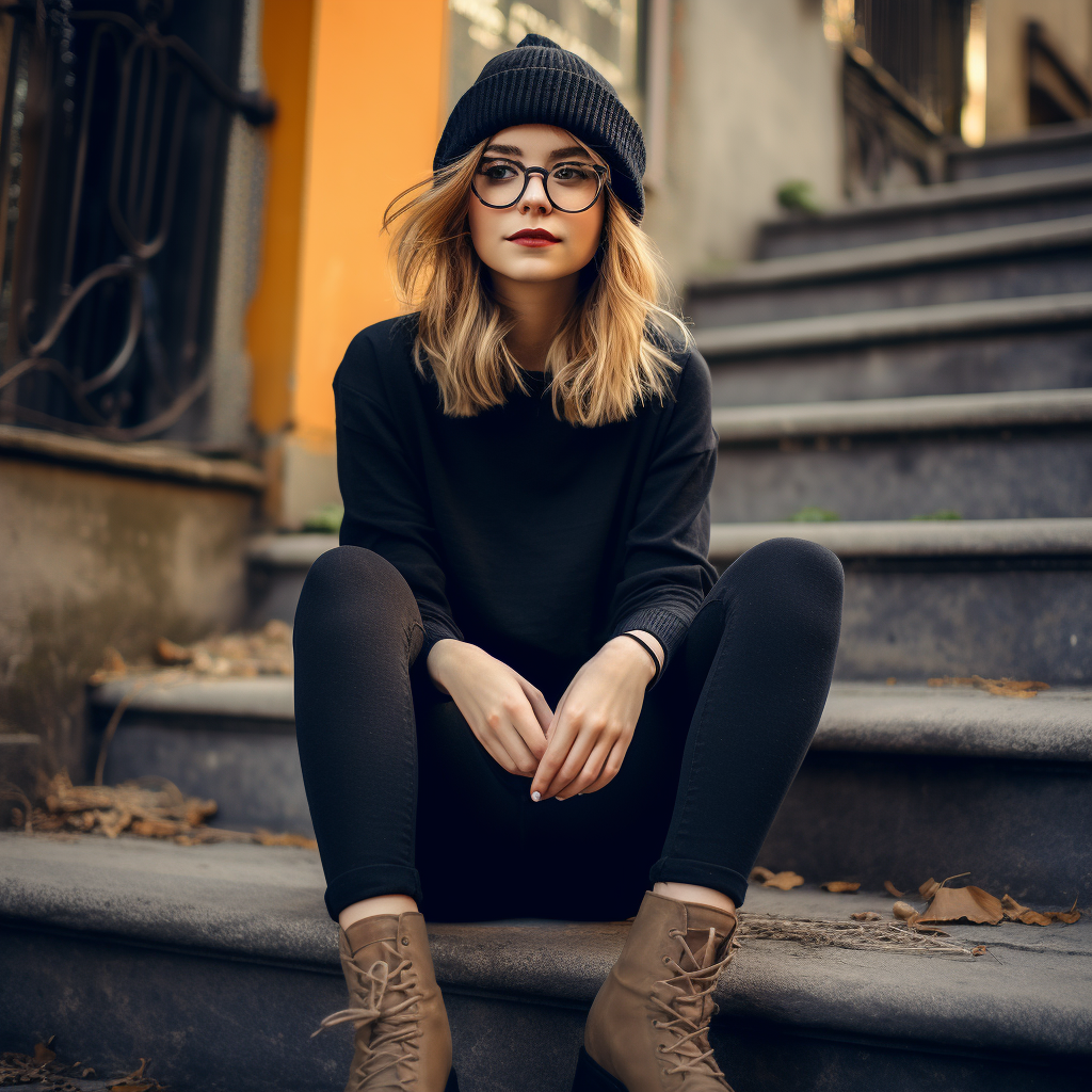 Cute girl in Brooklyn style fashion