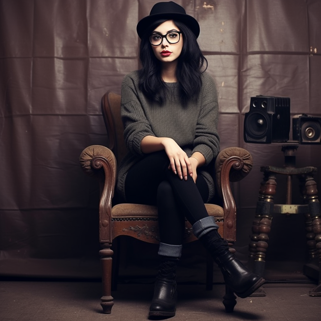 Fashionable Brooklyn Girl Sitting on Chair