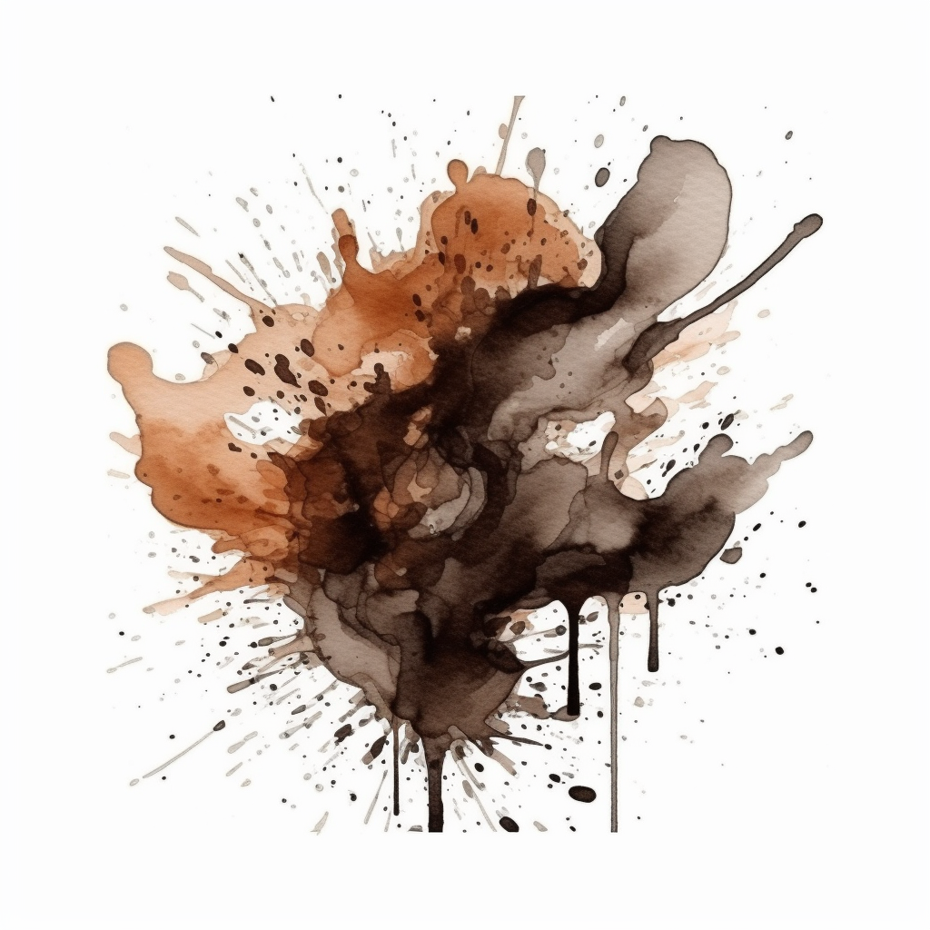 Watercolor style brown and black splash