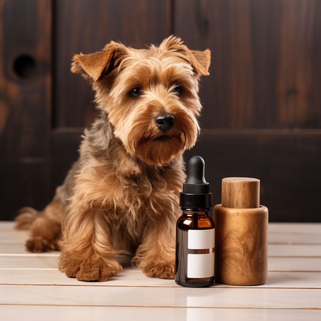 Dog with Brown Bottle Dropper