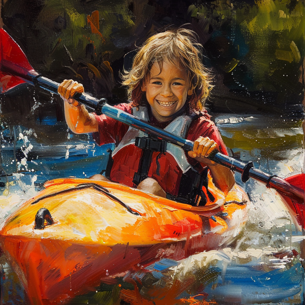 Six-year-old boy kayaking