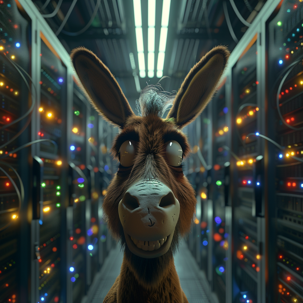 Brown donkey in server room