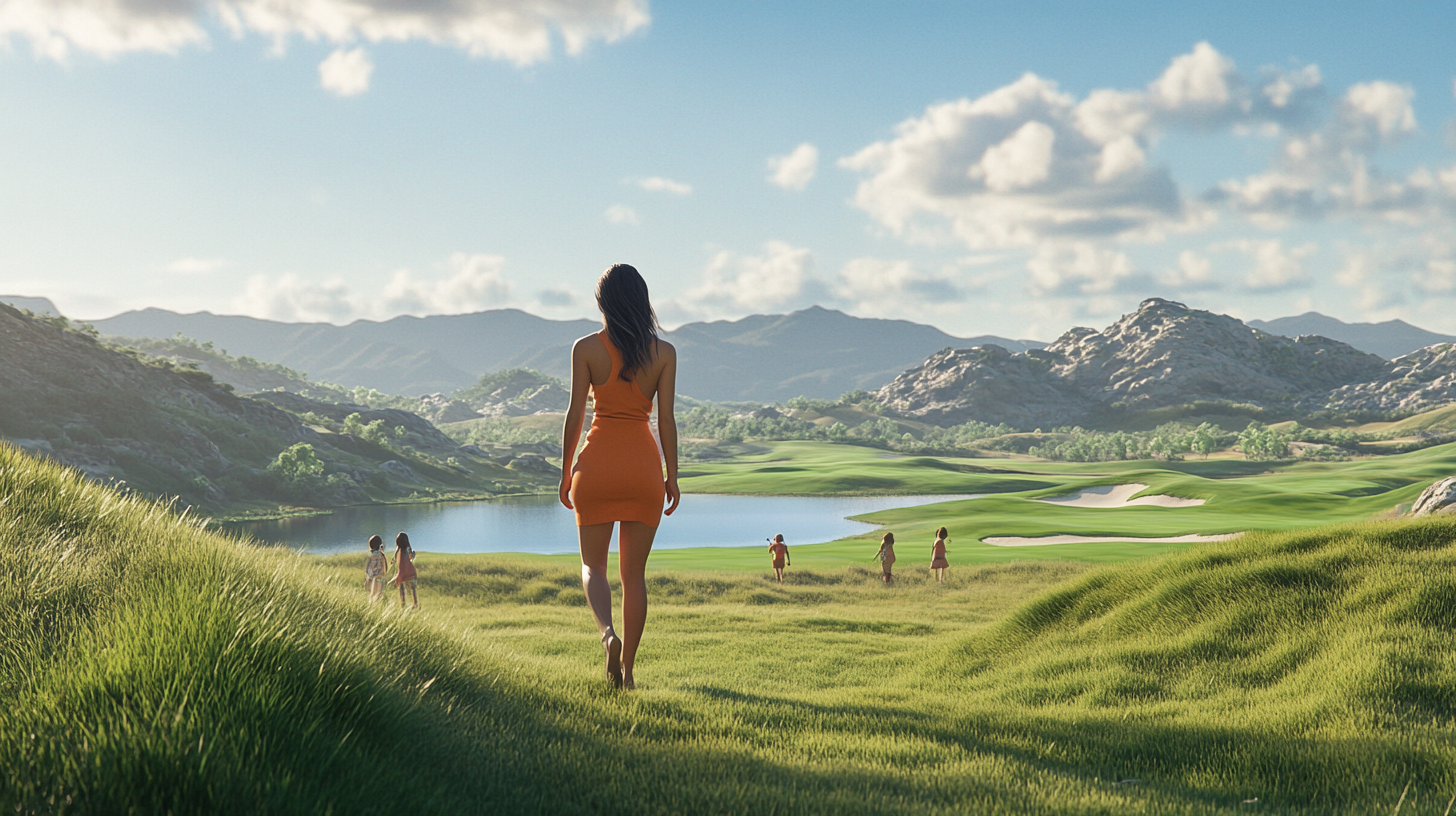 Woman in Dress on Green Grass