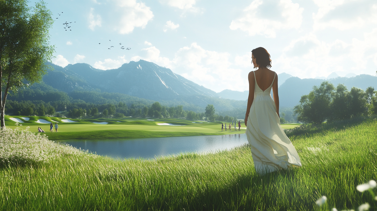 Woman in Long Dress Outdoors