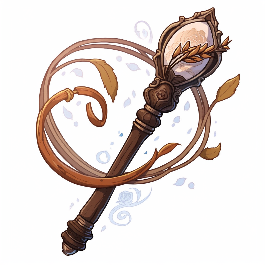 Brown Mysterious Magic Wand Sticker on White Background