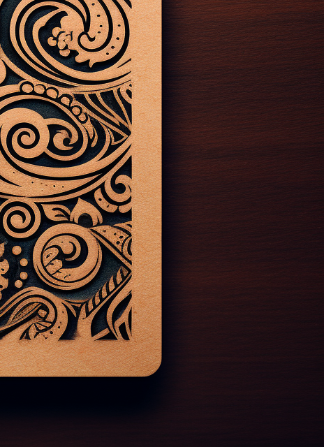 Brown paper tag with inked designs